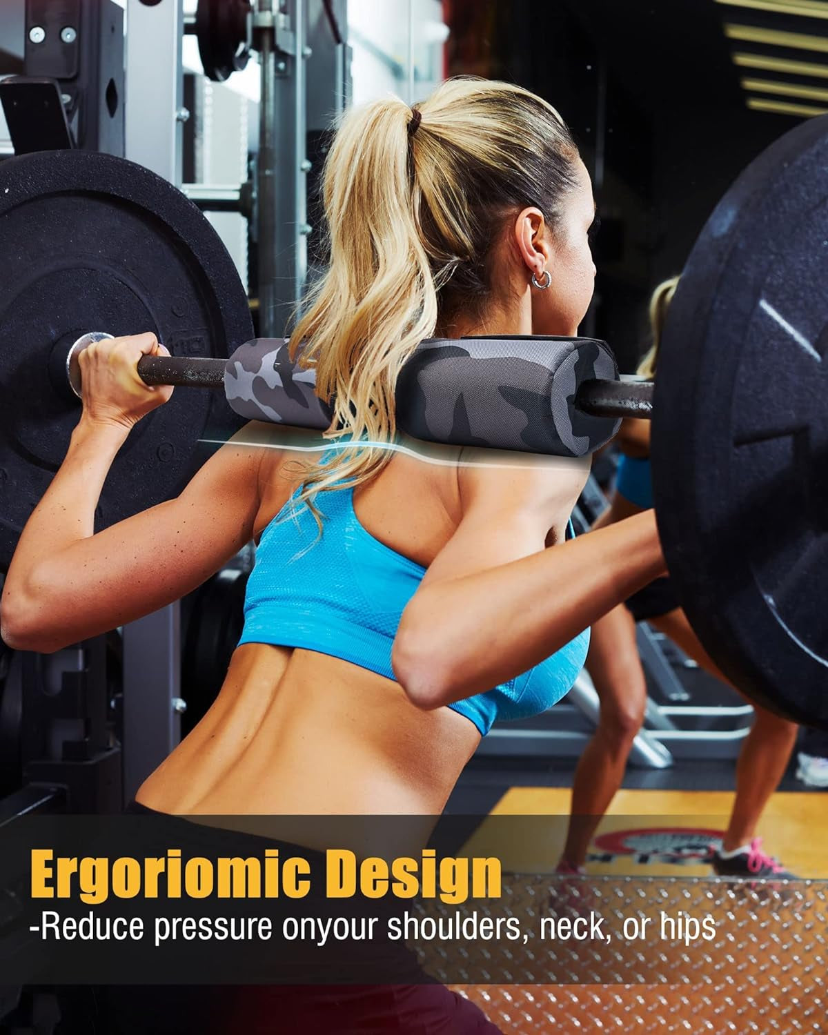 PACEARTH Barbell Pad for Hip Thrust, Standard Barbell Protective Foam, Squat Bar Pad with Closure, Neck & Shoulder Padding Hip Thrust Pad, Fits All Standard and Olympic Bars