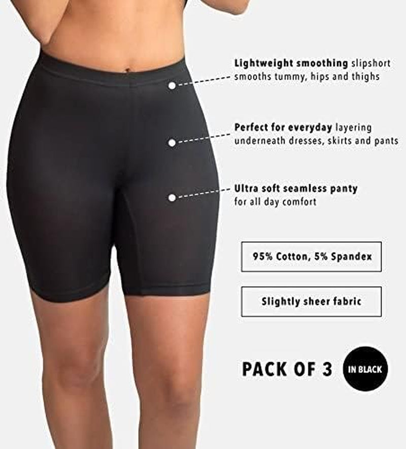 Emprella 3 Pack Slip Shorts for Women under Dress Cotton Womens Biker Bike Short Pack anti Chafing