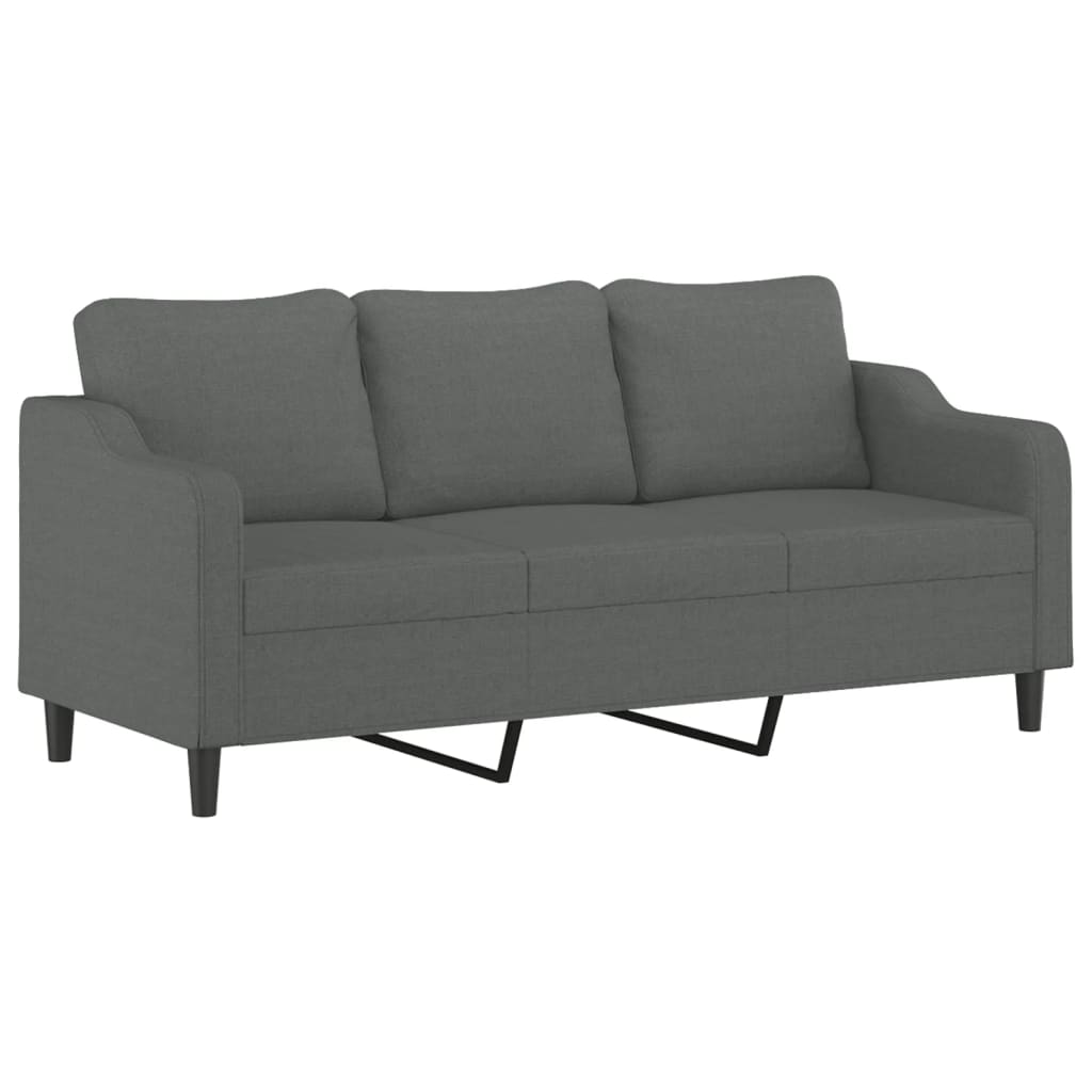 vidaXL 4 Piece Sofa Set with Pillows Dark Gray Fabric-3