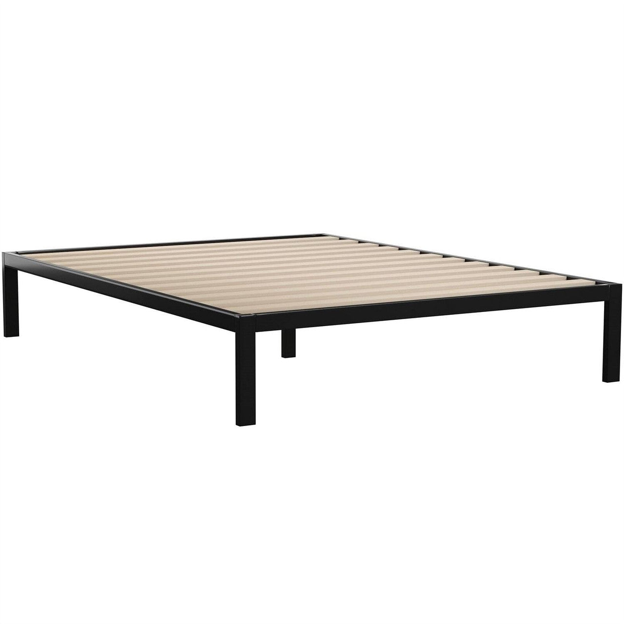 Queen Black Metal Platform Bed Frame with Wood Slats - 700 lbs Weight Capacity-2