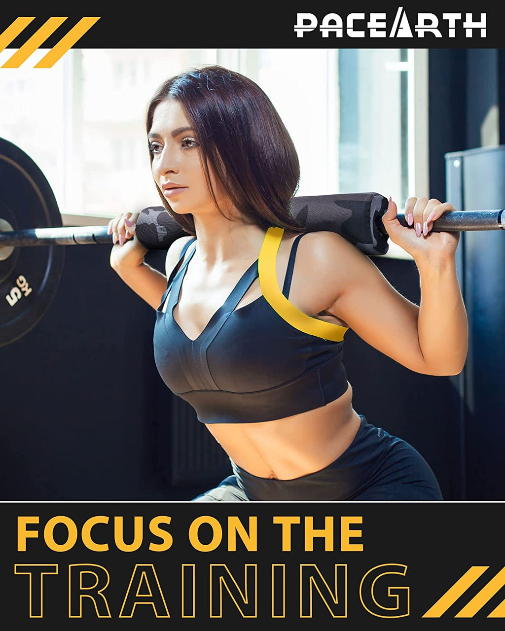 PACEARTH Barbell Pad for Hip Thrust, Standard Barbell Protective Foam, Squat Bar Pad with Closure, Neck & Shoulder Padding Hip Thrust Pad, Fits All Standard and Olympic Bars