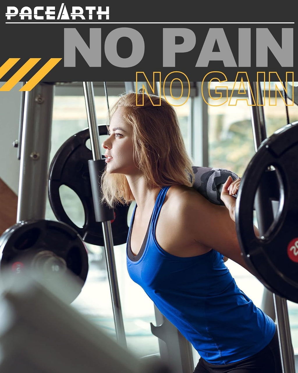 PACEARTH Barbell Pad for Hip Thrust, Standard Barbell Protective Foam, Squat Bar Pad with Closure, Neck & Shoulder Padding Hip Thrust Pad, Fits All Standard and Olympic Bars