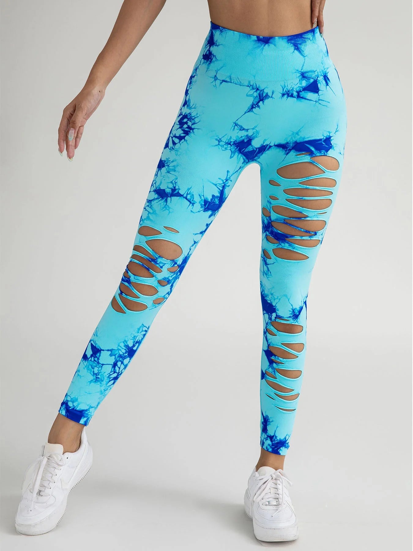 4 Pack New Style Hollow-Out Tie-Dye High-Waisted Tummy-Control Yoga Pants