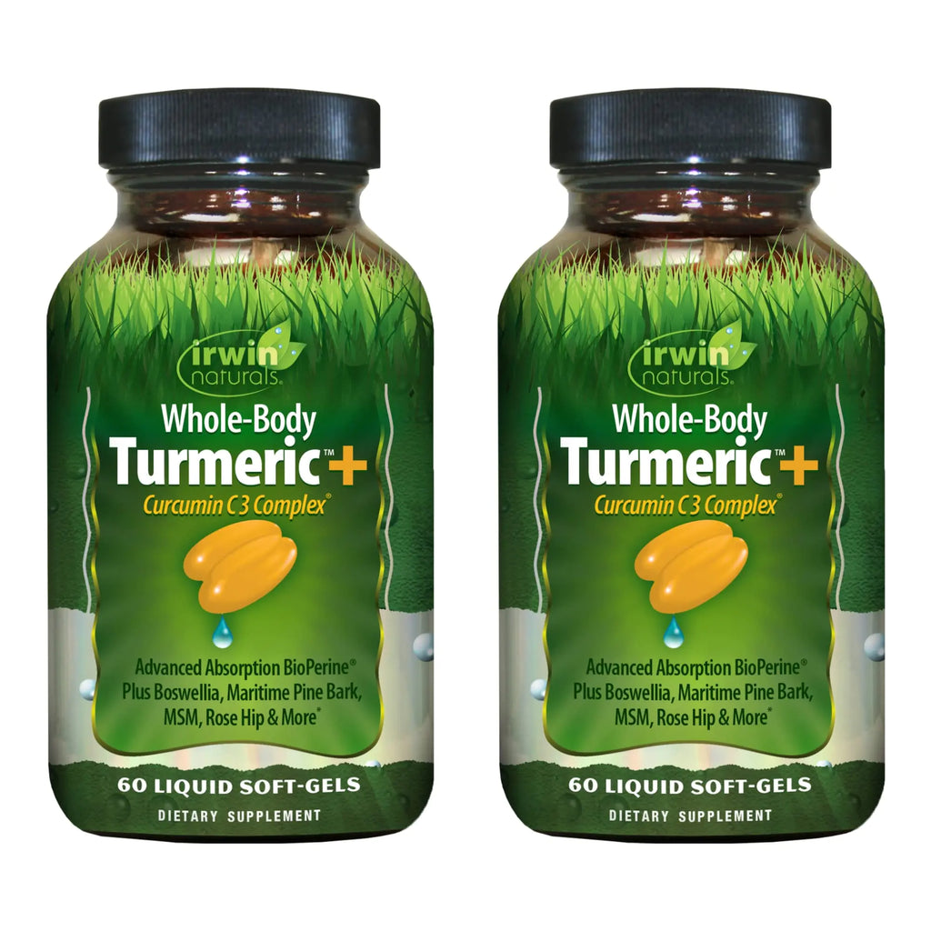 Irwin Naturals Whole Body Turmeric + Curcumin C3 Complex - 60 Liquid Soft-Gels Pack of 2 - Supports Whole-Body Wellness - 60 Total Servings