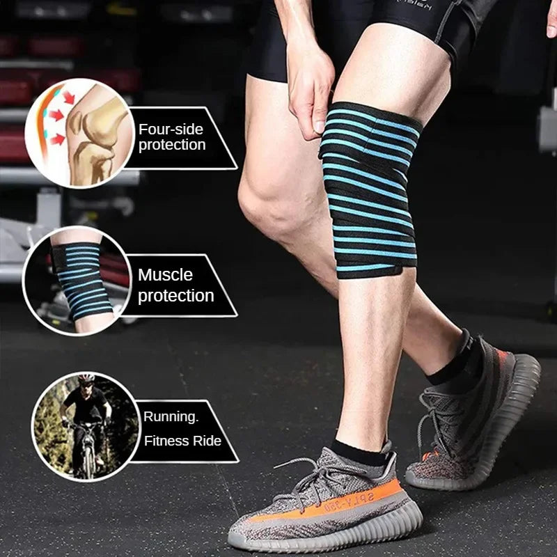 Sports Knee Wraps (Pair) Weight Lifting, Gym Workout, Cross Training Wods,Fitness & Powerlifting - Knee Straps Squats - Compression & Elastic Support